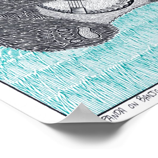 Panda op Banjo-Poster Poster (Hoek)