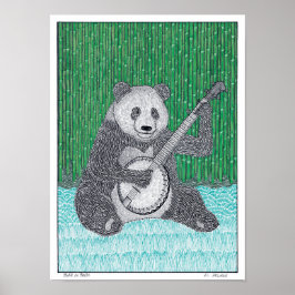Panda op Banjo-Poster Poster