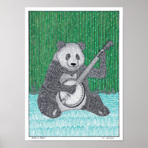 Panda op Banjo-Poster Poster