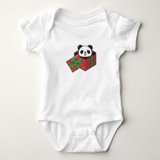 Panda op Birthday in Gift Romper (Voorkant)