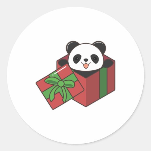 Panda op Birthday in Gift Ronde Sticker (Voorkant)