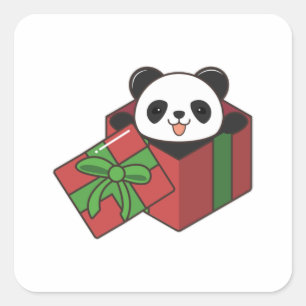 Panda op Birthday in Gift Vierkante Sticker