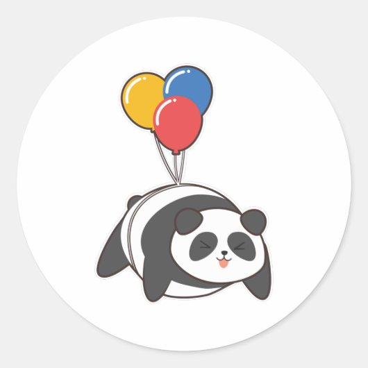 Panda op Birthday met Ballon Ronde Sticker (Voorkant)