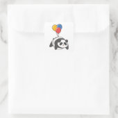 Panda op Birthday met Ballon Vierkante Sticker (Tas)