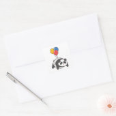 Panda op Birthday met Ballon Vierkante Sticker (Envelop)