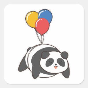 Panda op Birthday met Ballon Vierkante Sticker