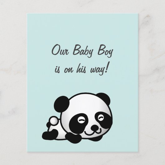 Panda op blauw begroten Het is een Baby shower van (Voorkant)