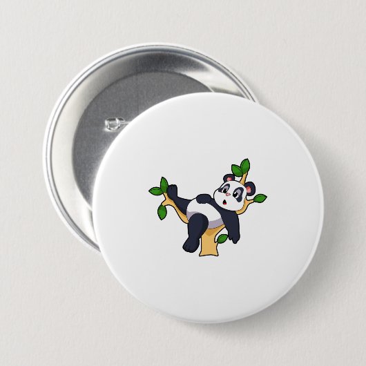 Panda op boom ronde button 7,6 cm (Voorkant /achterkant)