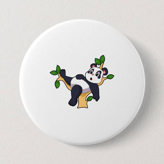 Panda op boom ronde button 7,6 cm (Voorkant)