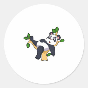 Panda op boom ronde sticker