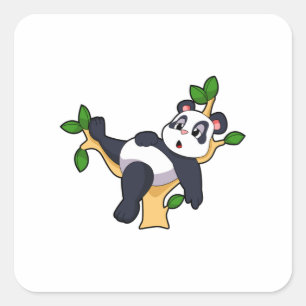 Panda op boom vierkante sticker