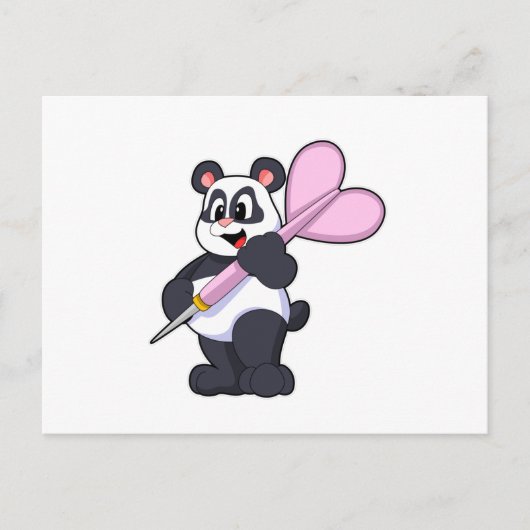 Panda op Darts met Dart Briefkaart (Voorkant)
