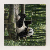 Panda op een houten platform legpuzzel (Horizontaal)