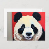 Panda op een rode achtergrond briefkaart (Voorkant / Achterkant)