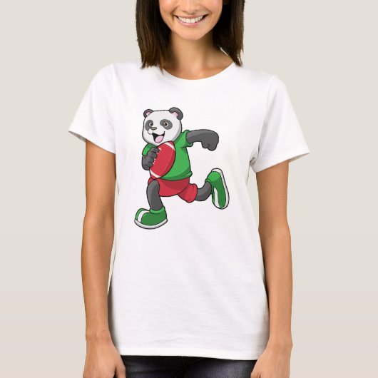 Panda op Football met apparatuur T-shirt (Voorkant)