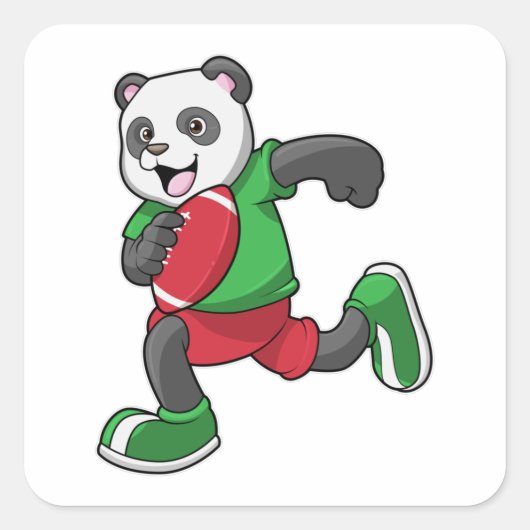 Panda op Football met apparatuur Vierkante Sticker (Voorkant)