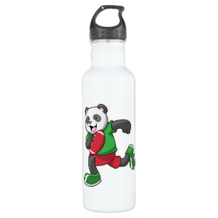 Panda op Football met apparatuur Waterfles