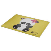  Panda op gele achtergrond Monogram Initiaal Snijplank (Hoek)