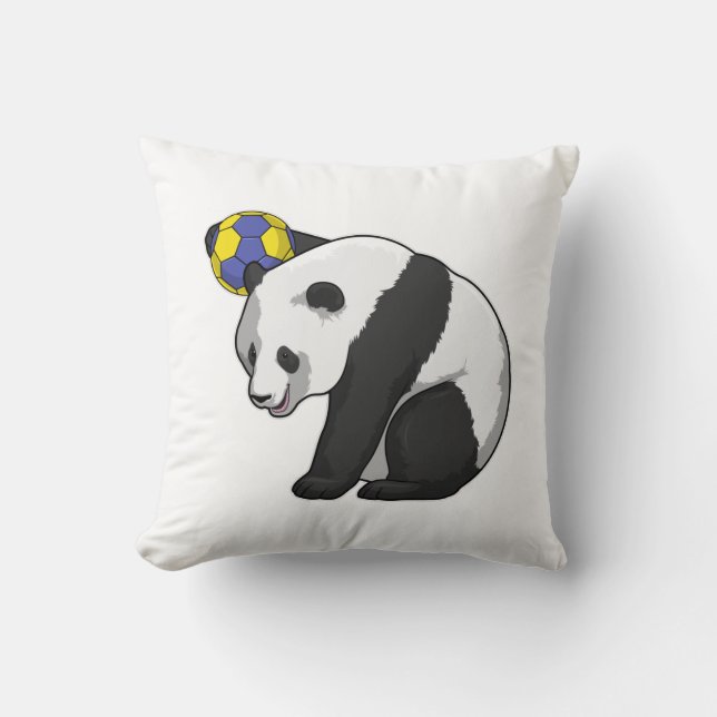 Panda op Handball Sports Kussen (Voorkant)