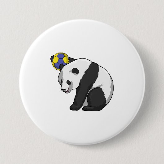 Panda op Handball Sports Ronde Button 7,6 Cm (Voorkant)