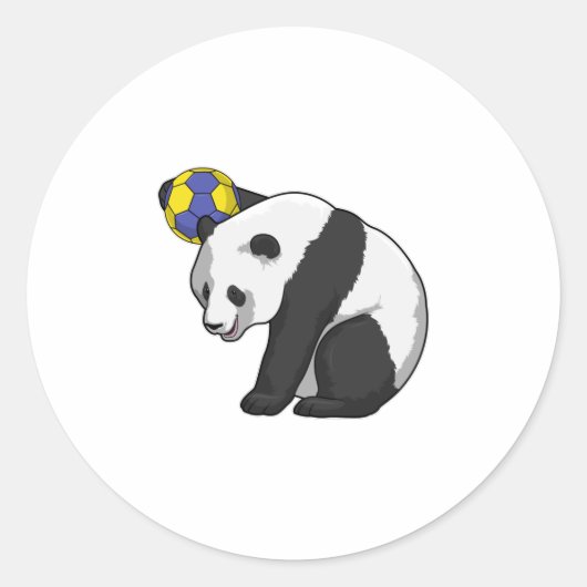 Panda op Handball Sports Ronde Sticker (Voorkant)