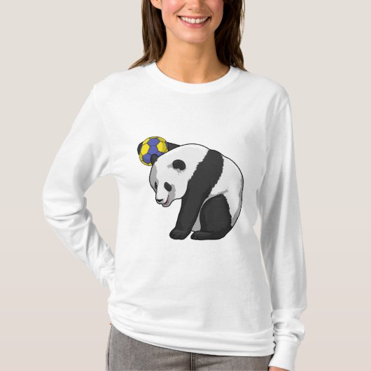 Panda op Handball Sports T-shirt (Voorkant)