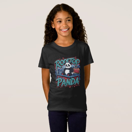 Panda op het dak t-shirt (Voorkant volledig)