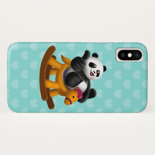 Panda op het rotpaard Case-Mate iPhone case (Achterkant (horizontaal))