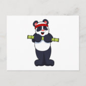 Panda op het werk uit met Bamboe Weight Briefkaart (Voorkant)
