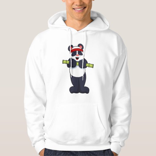 Panda op het werk uit met Bamboe Weight Hoodie (Voorkant)