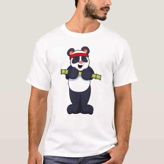 Panda op het werk uit met Bamboe Weight T-shirt (Voorkant)