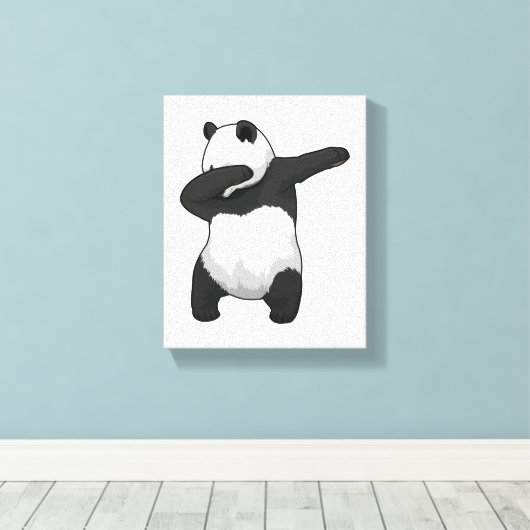 Panda op Hip Hop Dance Dab Canvas Afdruk (Insitu (Houten vloer))