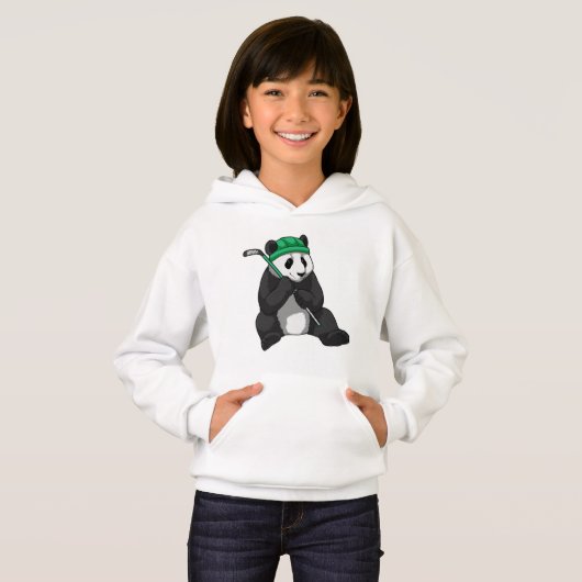 Panda op ijshockey met ijshockeystick (Voorkant volledig)