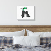 Panda op ijshockey met ijshockeystick canvas afdruk (Insitu (Slaapkamer))
