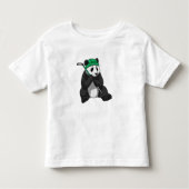 Panda op ijshockey met ijshockeystick kinder shirts (Voorkant)