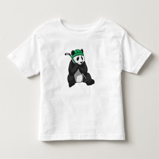 Panda op ijshockey met ijshockeystick kinder shirts (Voorkant)