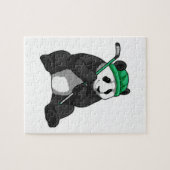 Panda op ijshockey met ijshockeystick legpuzzel (Horizontaal)