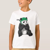 Panda op ijshockey met ijshockeystick t-shirt (Voorkant)