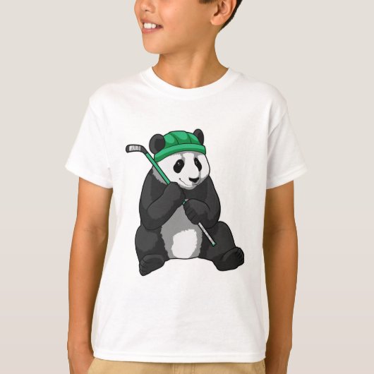 Panda op ijshockey met ijshockeystick t-shirt (Voorkant)