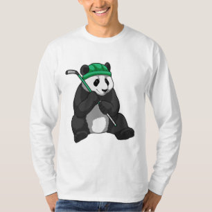 Panda op ijshockey met ijshockeystick t-shirt