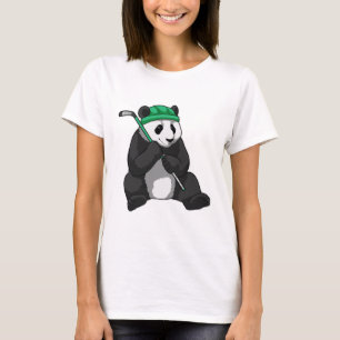 Panda op ijshockey met ijshockeystick t-shirt