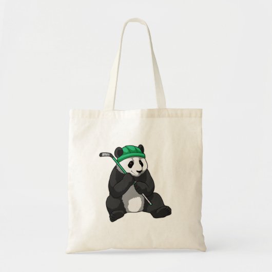 Panda op ijshockey met ijshockeystick tote bag (Voorkant)