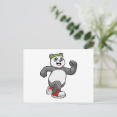Panda op loopband met hoofdband briefkaart (Staand voorkant)