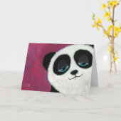 Panda op roze - Wenskaart Kaart (Gele Bloem)