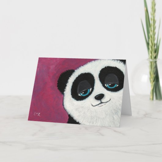Panda op roze - Wenskaart Kaart (Voorkant)