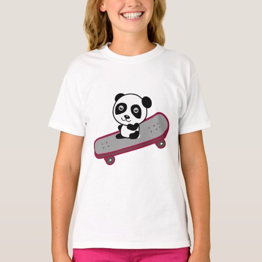 Panda op skateboard t-shirt (Voorkant)