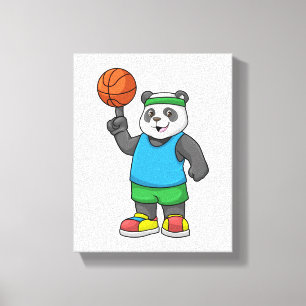 Panda op sport met Basketball Canvas Afdruk
