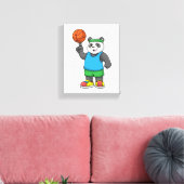 Panda op sport met Basketball Canvas Afdruk (Insitu (Woonkamer))