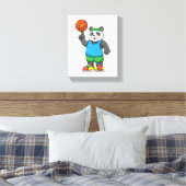 Panda op sport met Basketball Canvas Afdruk (Insitu (Slaapkamer))
