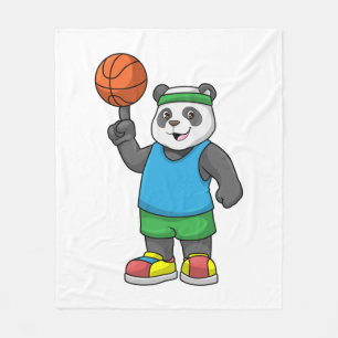 Panda op sport met Basketball Fleece Deken